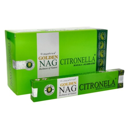 🌿🪔 Encens Vijayshree Golden Nag Citronella 15g – Par 12