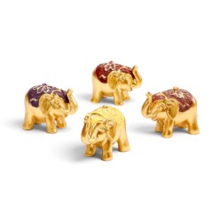🐘✨ Mini Éléphant Porte-Bonheur à Collectionner Pailleté Métallique – Présentoir de 24
