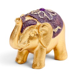 🐘✨ Mini Éléphant Porte-Bonheur à Collectionner Pailleté Métallique – Présentoir de 24