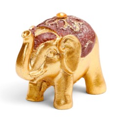 🐘✨ Mini Éléphant Porte-Bonheur à Collectionner Pailleté Métallique – Présentoir de 24