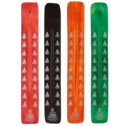 🪷🪵 Porte-Encens Attrape-Cendres en Bois – Bouddha – Par 4