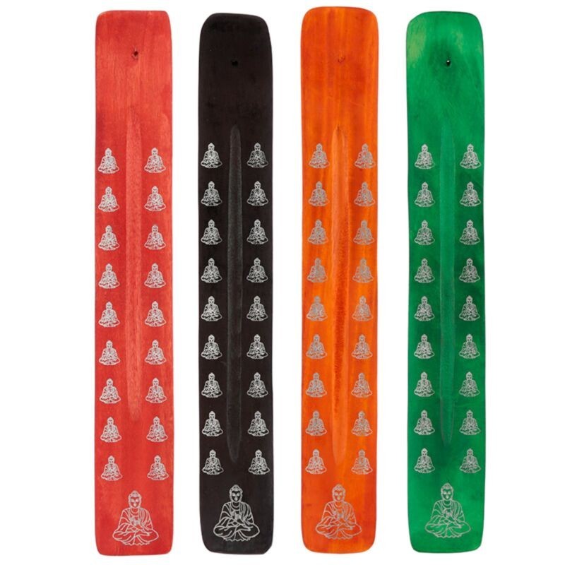🪷🪵 Porte-Encens Attrape-Cendres en Bois – Bouddha – Par 4