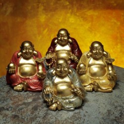 🪷✨ Figurine Mini Bouddha Chinois Porte-Bonheur Pailleté 8 cm – Par 12