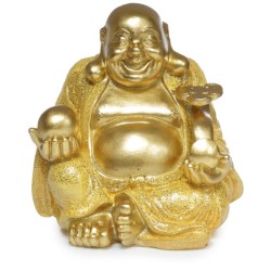 🪷✨ Figurine Mini Bouddha Chinois Porte-Bonheur Pailleté 8 cm – Par 12