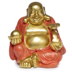 🪷✨ Figurine Mini Bouddha Chinois Porte-Bonheur Pailleté 8 cm – Par 12