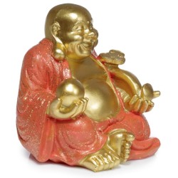 🪷✨ Figurine Mini Bouddha Chinois Porte-Bonheur Pailleté 8 cm – Par 12