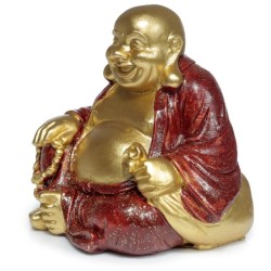 🪷✨ Figurine Mini Bouddha Chinois Porte-Bonheur Pailleté 8 cm – Par 12
