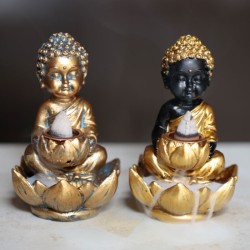 🪷💨 Brûleur d'Encens à Refoulement Reflux Backflow – Bouddha & Lotus Petit – Couleur Aléatoire