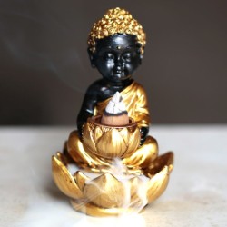 🪷💨 Brûleur d'Encens à Refoulement Reflux Backflow – Bouddha & Lotus Petit – Couleur Aléatoire