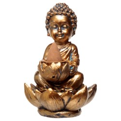 🪷💨 Brûleur d'Encens à Refoulement Reflux Backflow – Bouddha & Lotus Petit – Couleur Aléatoire