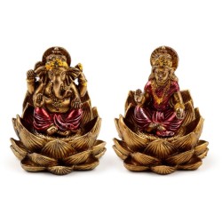 🪷🐘 Lot de 2 Ganesh & Lakshmi Dorés sur Lotus