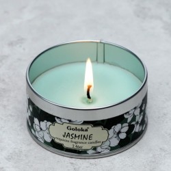 🌸🕯️ Bougie à la Cire de Soja dans Boîte en Étain Goloka – Jasmin