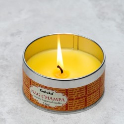 🌿🕯️ Bougie à la Cire de Soja dans Boîte en Étain Goloka – Nag Champa