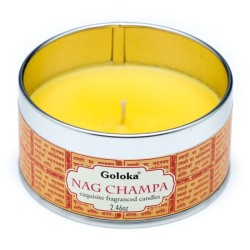 🌿🕯️ Bougie à la Cire de Soja dans Boîte en Étain Goloka – Nag Champa