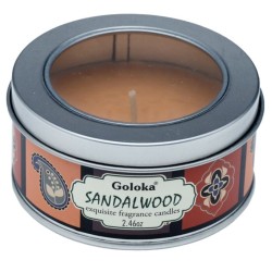 🌳🕯️ Bougie à la Cire de Soja dans Boîte en Étain Goloka – Bois de Santal