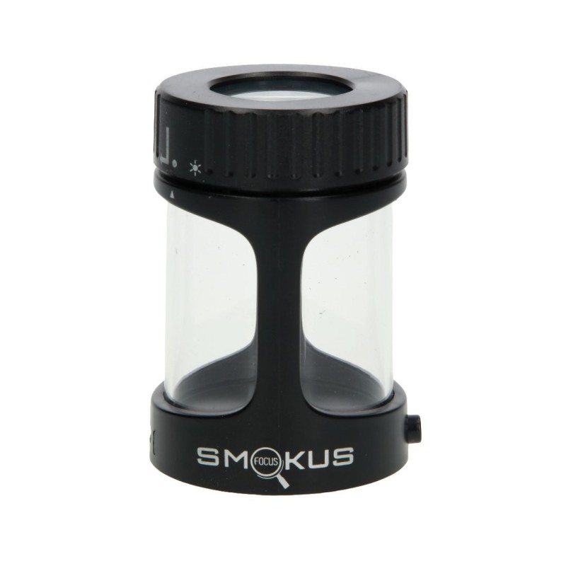 SMOKUS FOCUS HORIZON NOIRE | Pot Hermétique LED Rechargeable Loupe x5