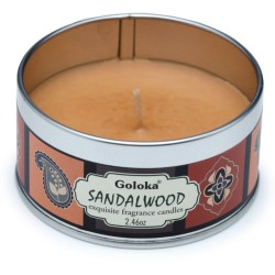 🌳🕯️ Bougie à la Cire de Soja dans Boîte en Étain Goloka – Bois de Santal