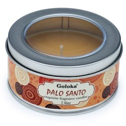 🌿🕯️ Bougie à la Cire de Soja dans Boîte en Étain Goloka – Palo Santo