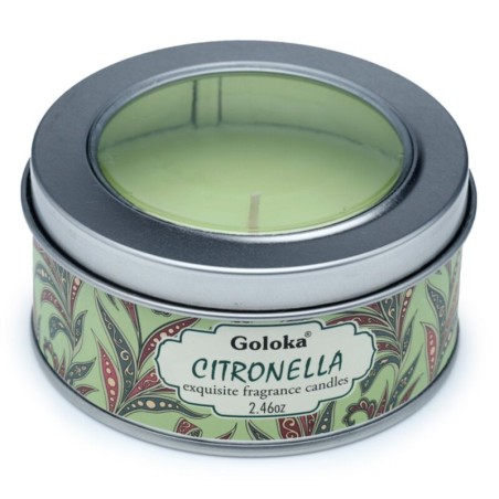 🍋🌿🕯️ Bougie à la Cire de Soja dans Boîte en Étain Goloka – Citronnelle