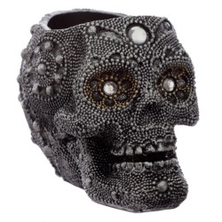 💀🪷🕯️ Porte-Bougie – Crâne de Bouddha Argenté