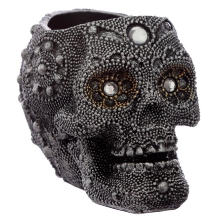 💀🪷🕯️ Porte-Bougie – Crâne de Bouddha Argenté