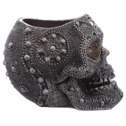 💀🪷🕯️ Porte-Bougie – Crâne de Bouddha Argenté