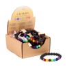 🌈🖤💎 Bracelet Chakra en Pierre de Lave & Gemme