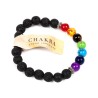 🌈🖤💎 Bracelet Chakra en Pierre de Lave & Gemme