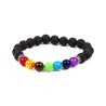 🌈🖤💎 Bracelet Chakra en Pierre de Lave & Gemme
