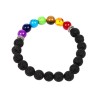 🌈🖤💎 Bracelet Chakra en Pierre de Lave & Gemme