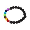 🌈🖤💎 Bracelet Chakra en Pierre de Lave & Gemme