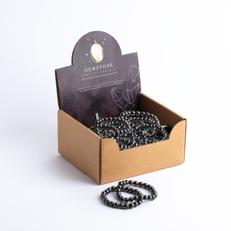 🖤✨ Bracelet d'Hématite Rondes – 48 Pièces