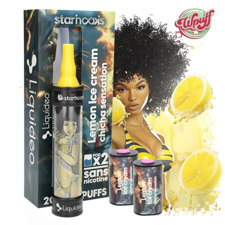🍋🍦 STARHOOKS CHICHA SENSATION LIQUIDEO 2 PODS LEMON ICE CREAM – 20 000 PUFFS