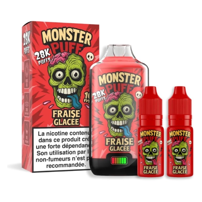 🍓❄️ KIT MONSTER PUFF FRAISE GLACÉE – 28 000 PUFFS (20 MG)