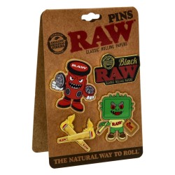 Set de 4 Pins RAW | Badges Métalliques Officiels RAW | Shop Smoking
