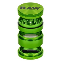 Grinder Alu RAW Green 4 Parties 56mm | Grinder Aluminium avec Tamis | Shop Smoking