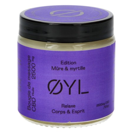 Bougie de Massage CBD OYL Relaxe Mûre et Myrtille 2500mg | Shop Smoking