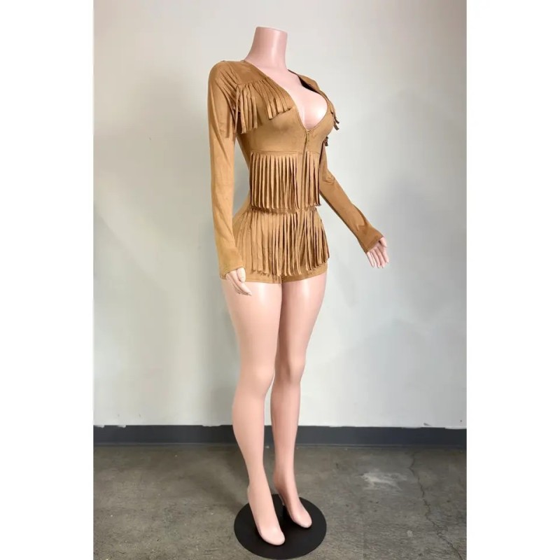 Combinaison Femme en Daim à Franges | Style Western