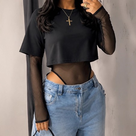 Combinaison Sexy Femme en Dentelle à Empiècements