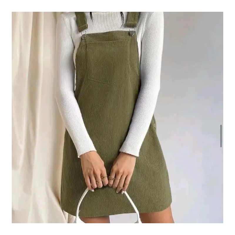 Robe Salopette Femme en Velours Côtelé Mini | Shop Smoking