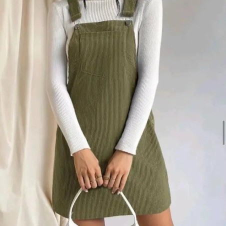 Robe Salopette Femme en Velours Côtelé Mini | Shop Smoking