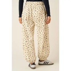 🌸 Pantalon Coupe Décontractée à Jambe Large Style Barrel – Imprimé Floral Discret 👖✨