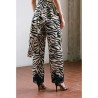 Pantalon Satin Imprimé Zèbre avec Dentelle | Shop Smoking