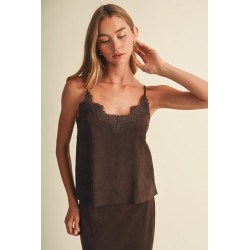 Caraco en Daim Col V avec Dentelle | Shop Smoking