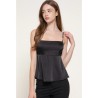 Top Satin Femme à Encolure Droite et Bretelles Réglables