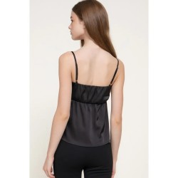 Top Satin Femme à Encolure Droite et Bretelles Réglables