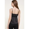Top Satin Femme à Encolure Droite et Bretelles Réglables