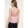 Top Satin Femme à Encolure Droite et Bretelles Réglables