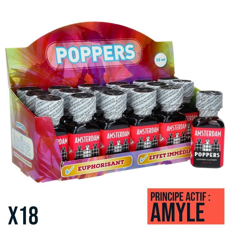 Poppers Amsterdam 25 ml X18 – Pack de 18 Flacons Grand Format