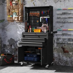 Servante d’atelier en acier noir à 3 tiroirs